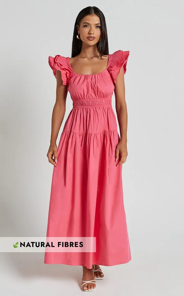 Showpo Arlene Midi Dress 8211 Square Neck Shoulder Frill Tiered Dress In Berry Women Dresses Showpo Arlene Midi Dress 8211 Square Neck Shoulder Frill Tiered Dress In Berry Women Dresses
