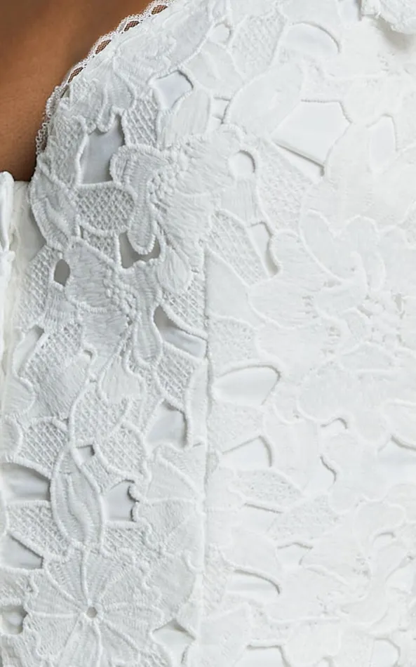 Showpo Artie Top 8211 Tie Shoulder Lace Top In White Women Tops