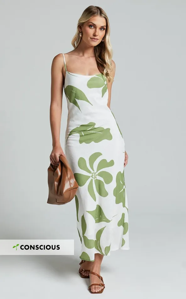 Showpo Ashna Midi Dress 8211 Sleeveless Scoop Neck Slip Dress In Green Floral Women Dresses Showpo Ashna Midi Dress 8211 Sleeveless Scoop Neck Slip Dress In Green Floral Women Dresses