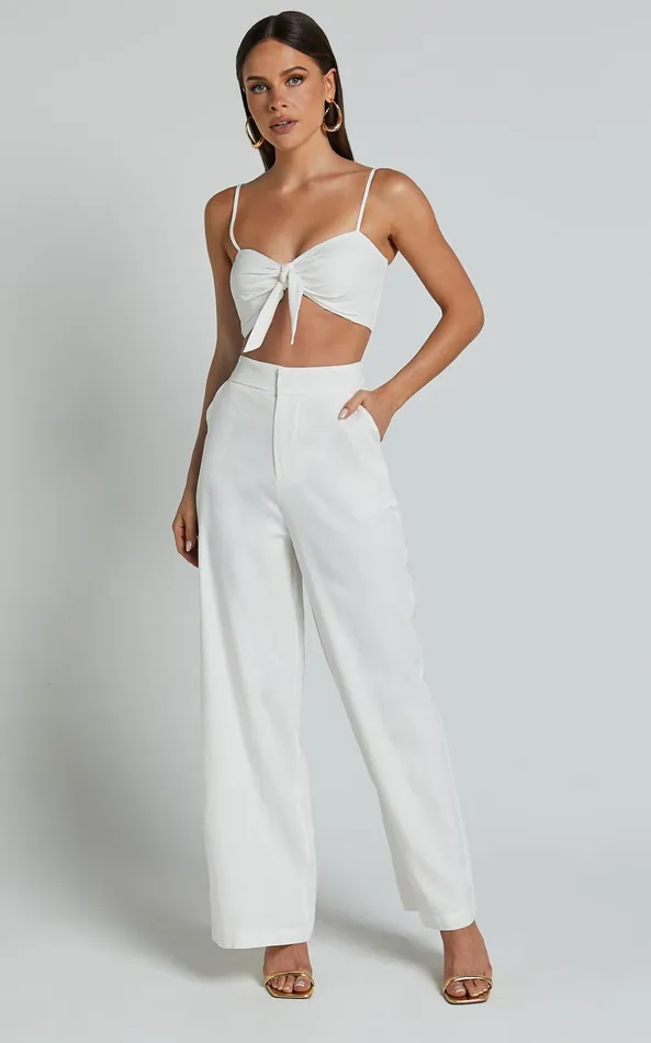 Showpo Astria Two Piece Set 8211 Tie Top And High Waisted Wide Leg Pants Set In White Women Dresses Showpo Astria Two Piece Set 8211 Tie Top And High Waisted Wide Leg Pants Set In White Women Dresses