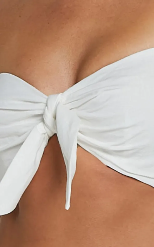 Showpo Astria Two Piece Set 8211 Tie Top And High Waisted Wide Leg Pants Set In White Women Dresses