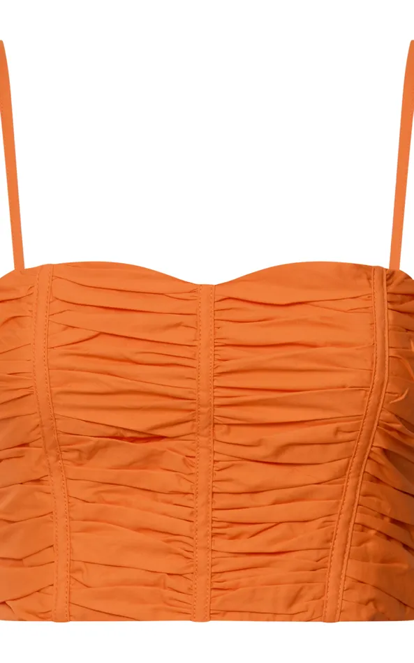 Showpo Astrid Two Piece Set 8211 Ruched Chest Top And Midi Skirt Set In Orange Women Two Piece Sets and Coords