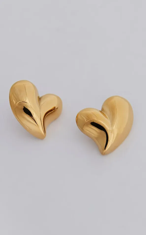 Showpo Athena Earrings 8211 Raised Heart Shape Earrings In Gold Women Earrings
