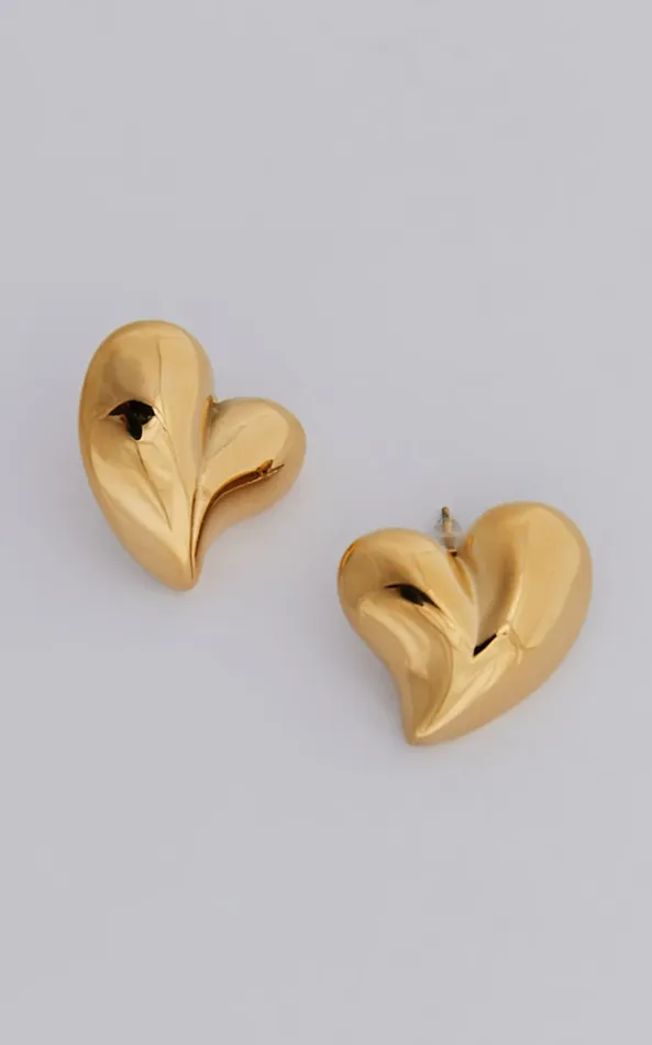 Showpo Athena Earrings 8211 Raised Heart Shape Earrings In Gold Women Earrings