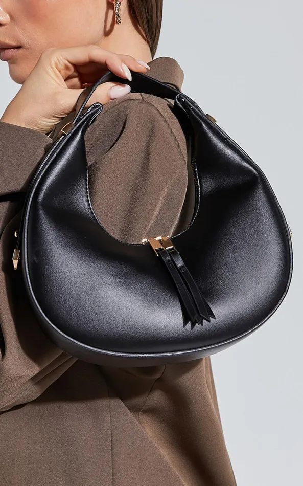 Showpo Atlanta Half Moon Shoulder Bag In Black Women Bags