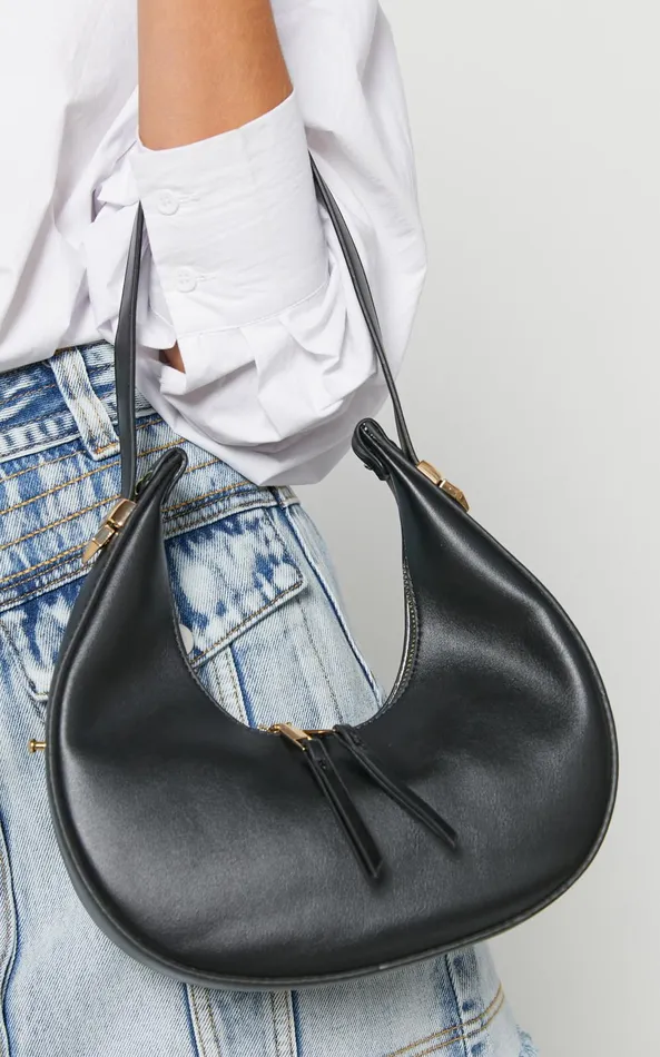 Showpo Atlanta Half Moon Shoulder Bag In Black Women Bags
