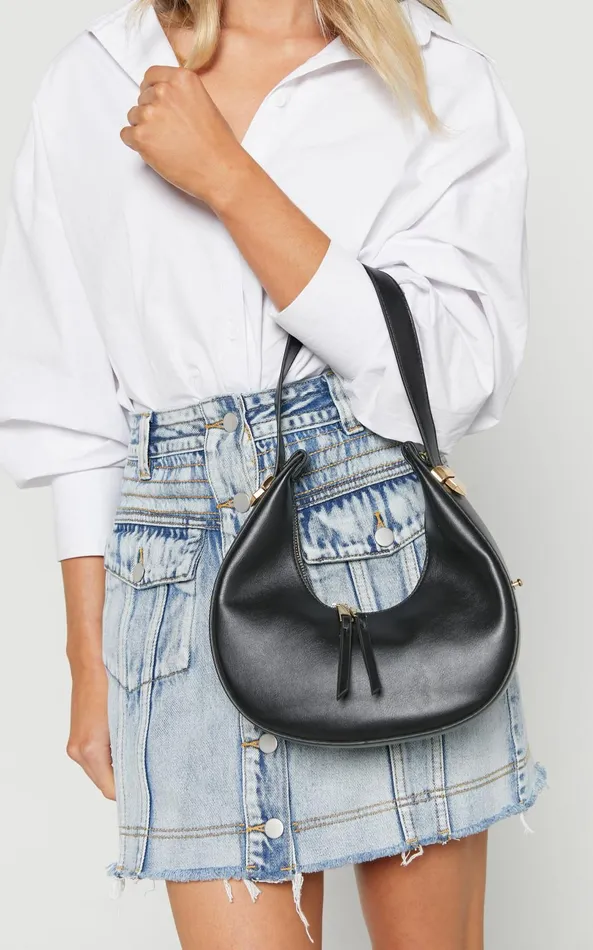 Showpo Atlanta Half Moon Shoulder Bag In Black Women Bags
