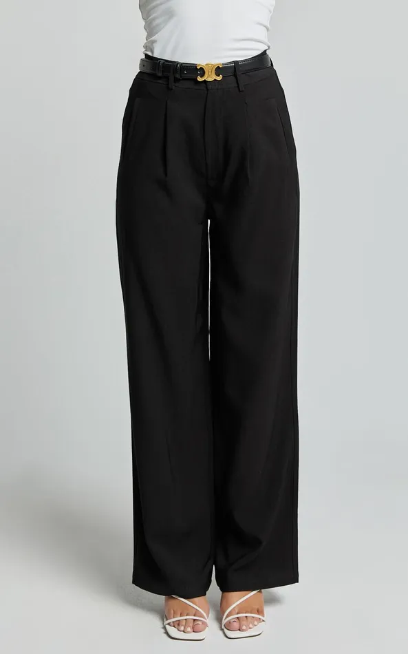 Showpo Augustus Pants 8211 High Waisted Wide Leg Tailored Pants In Black Women Pants