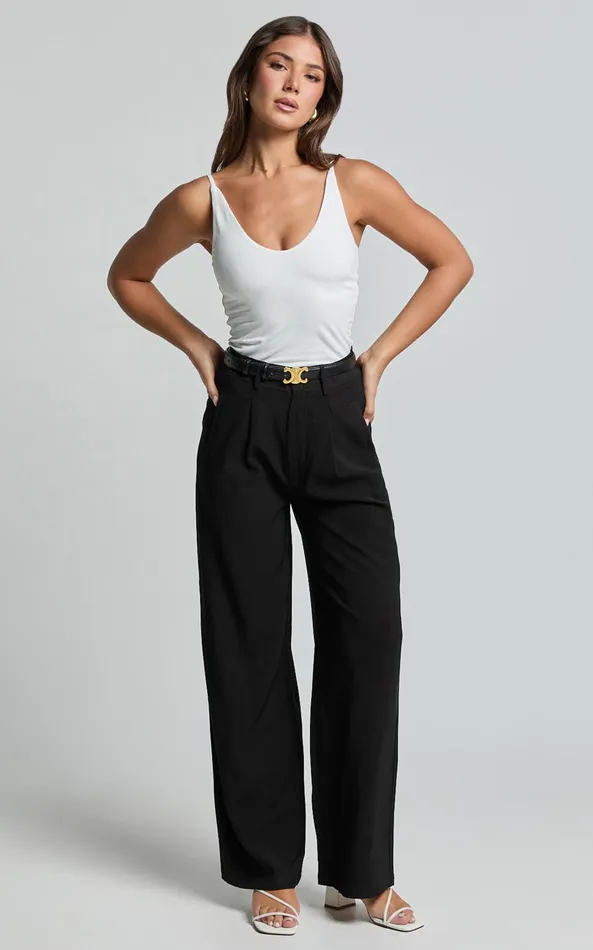 Showpo Augustus Pants 8211 High Waisted Wide Leg Tailored Pants In Black Women Pants