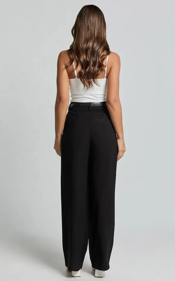 Showpo Augustus Pants 8211 High Waisted Wide Leg Tailored Pants In Black Women Pants