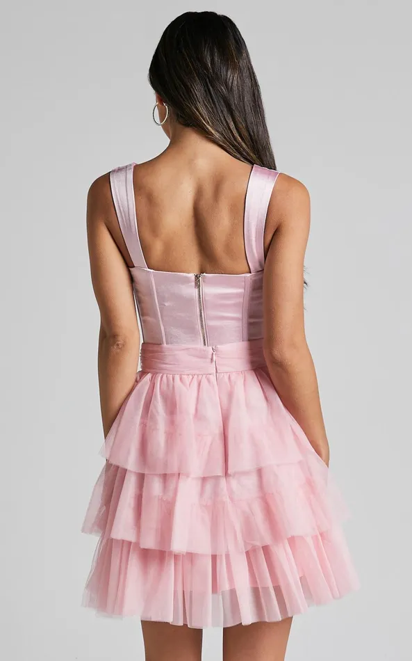 Showpo Aulaire Mini Skirt 8211 Tiered Tulle Skirt In Blush Women Skirts