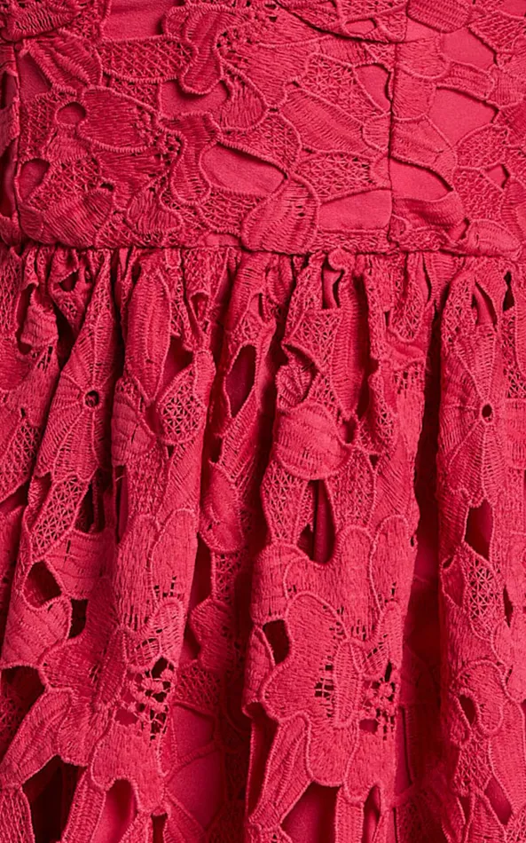 Showpo Auriana Mini Dress 8211 Sweetheart Fit and Flare Lace Dress In Red Women Dresses