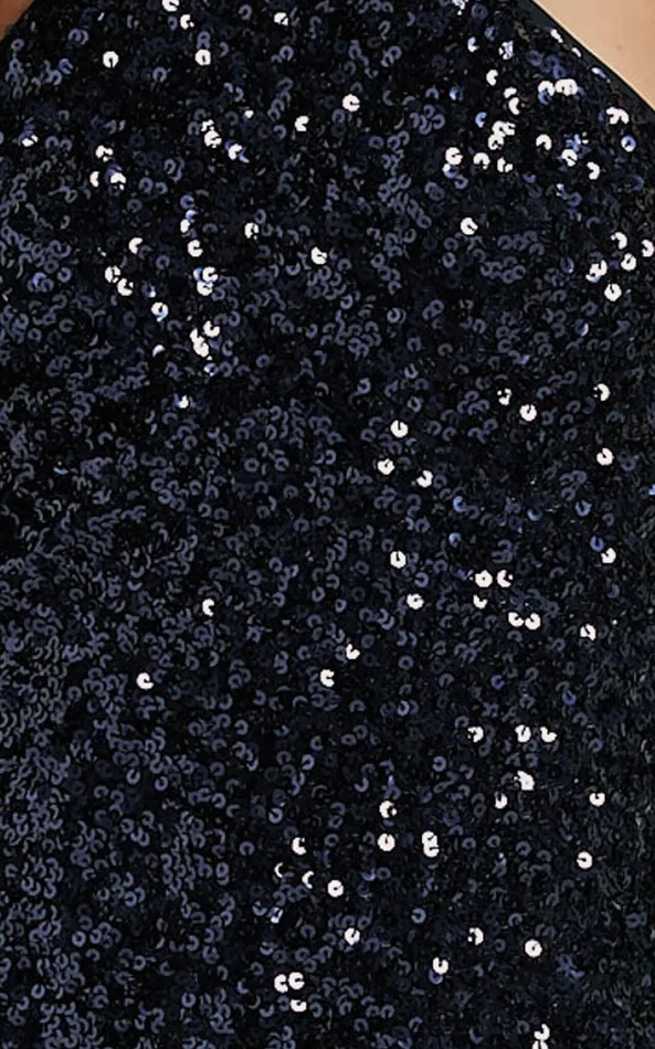 Showpo Aurora Maxi Dress 8211 Halter Neck Bodycon Sequin In Navy Women Dresses
