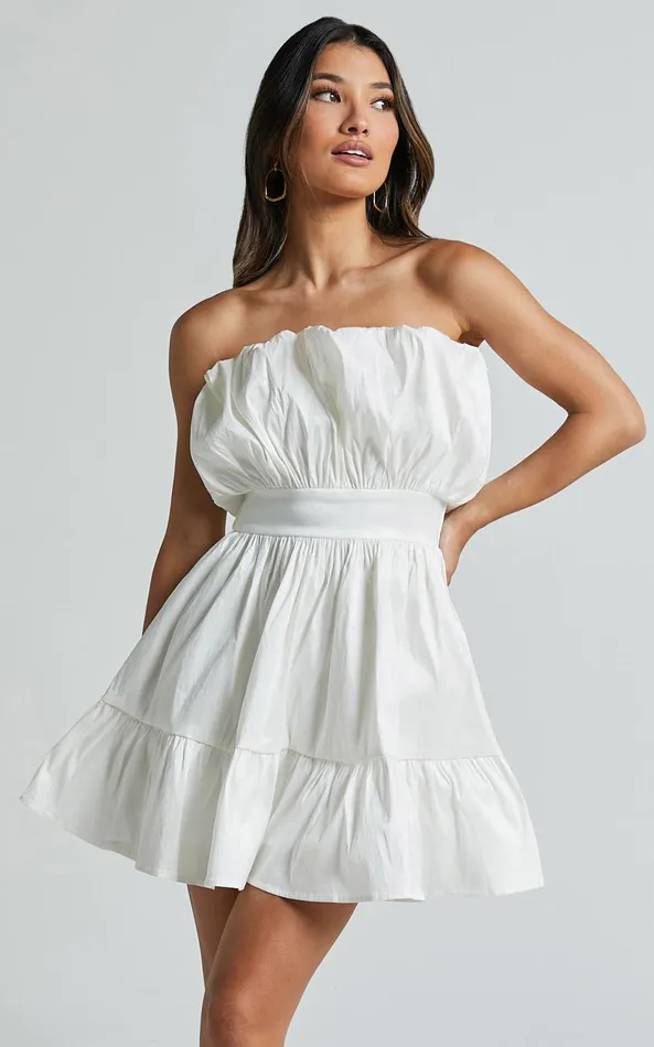Showpo Austine Mini Dress 8211 Strapless A Line Dress In Oyster Women Dresses Showpo Austine Mini Dress 8211 Strapless A Line Dress In Oyster Women Dresses