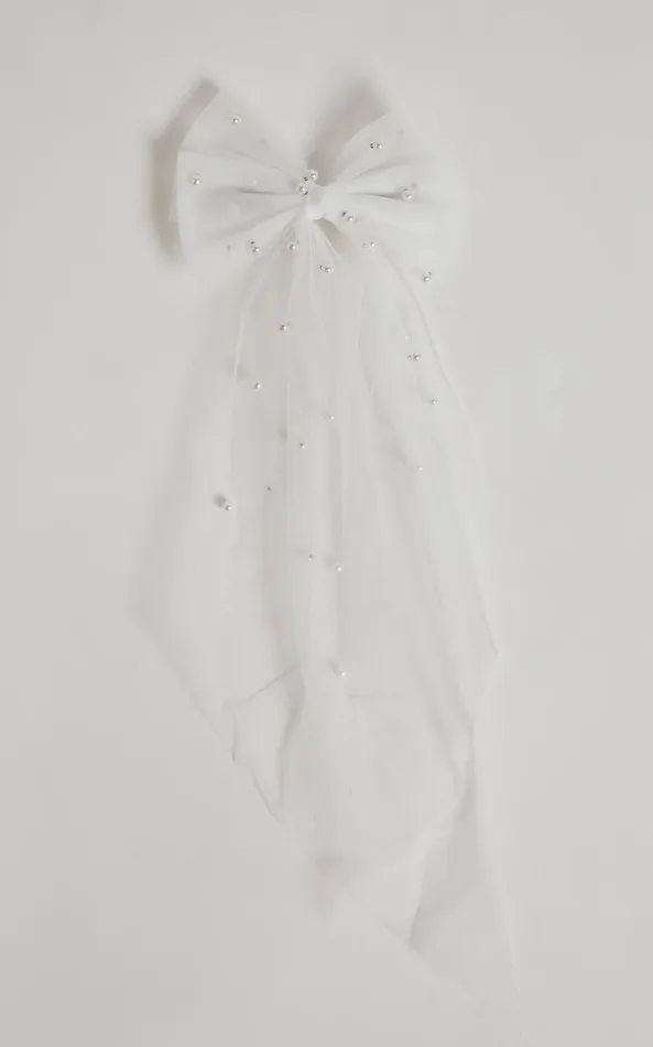 Showpo Avery Bow Pearl Hair Clip In White Pearl Women Hair