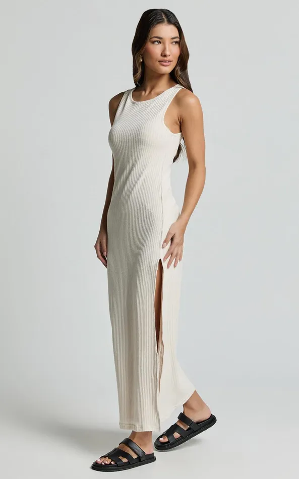 Showpo Avery Midi Dress 8211 Scoop Neck Column Dress In Cream Women Dresses