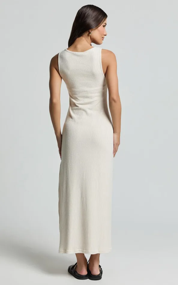 Showpo Avery Midi Dress 8211 Scoop Neck Column Dress In Cream Women Dresses