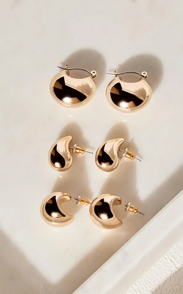 Showpo Avril Earrings 8211 Thick Hoop Detail 3 Earring Pack In Gold Women Earrings Showpo Avril Earrings 8211 Thick Hoop Detail 3 Earring Pack In Gold Women Earrings
