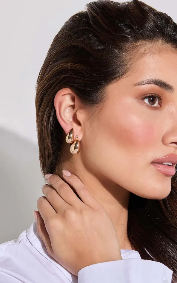 Showpo Avril Earrings 8211 Thick Hoop Detail 3 Earring Pack In Gold Women Earrings