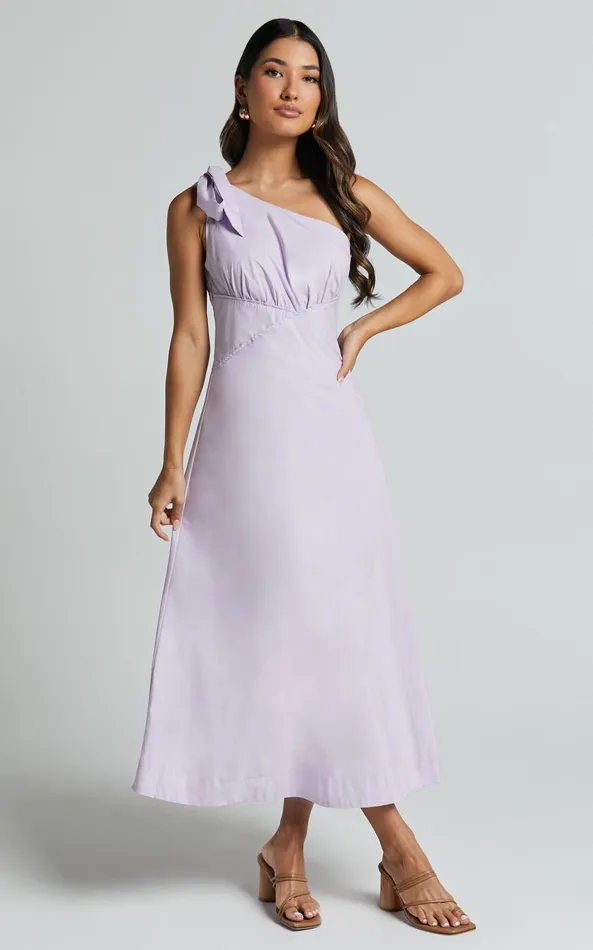 Showpo Ayah Midi Dress 8211 One Shoulder Bow Detail Midi Dress In Lilac Women Dresses Showpo Ayah Midi Dress 8211 One Shoulder Bow Detail Midi Dress In Lilac Women Dresses
