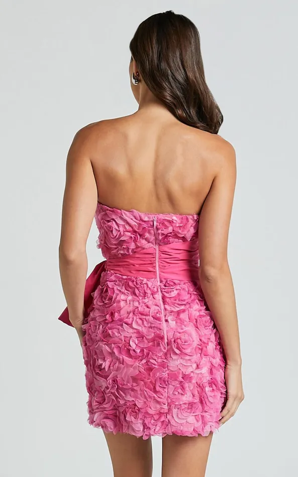Showpo Ayesha Mini Dress 8211 Strapless With Ribbon Detail Dress In Pink Women Dresses