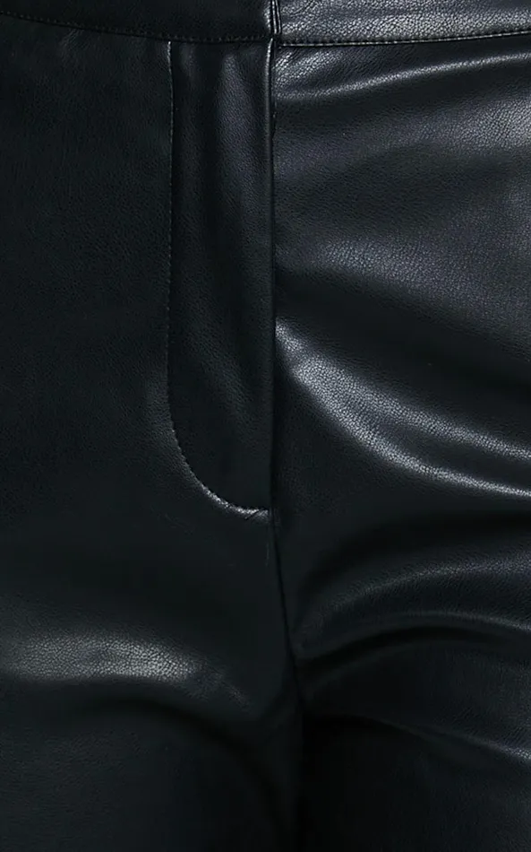 Showpo Azelia Pants 8211 Mid Rise Cropped Faux Leather Pants In Black Women Curve Clothes