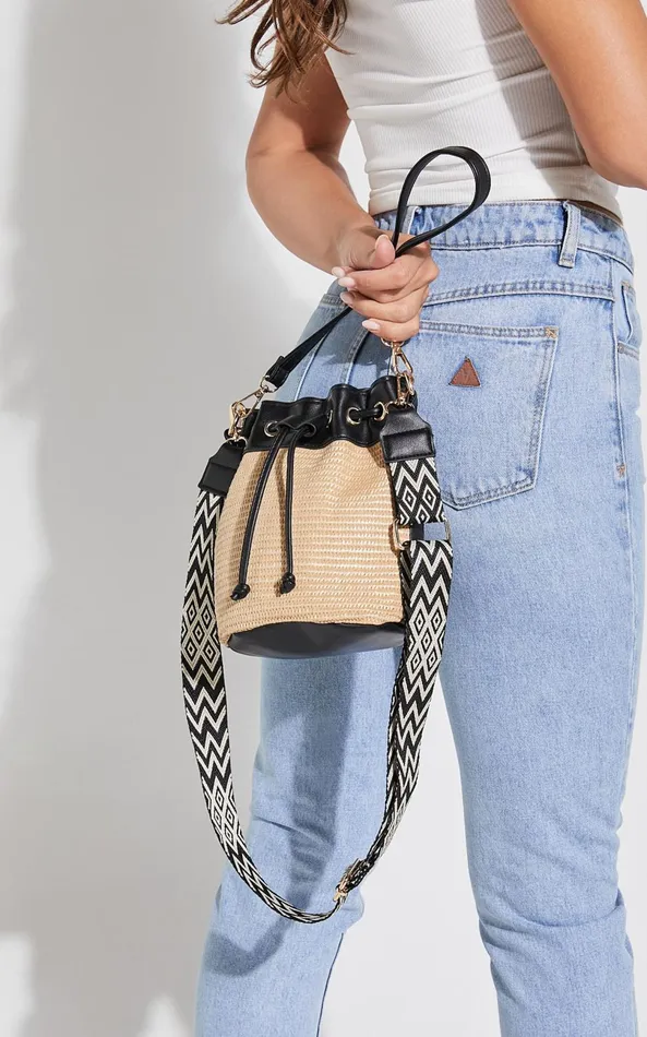 Showpo Barcelona Bag 8211 Woven Contrast Bucket Bag In Natural Women Bags