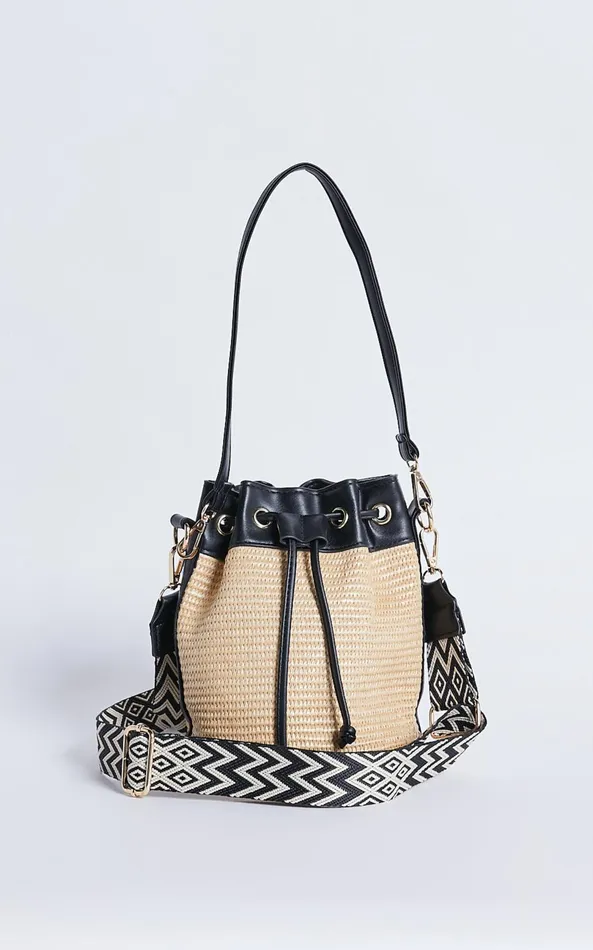 Showpo Barcelona Bag 8211 Woven Contrast Bucket Bag In Natural Women Bags
