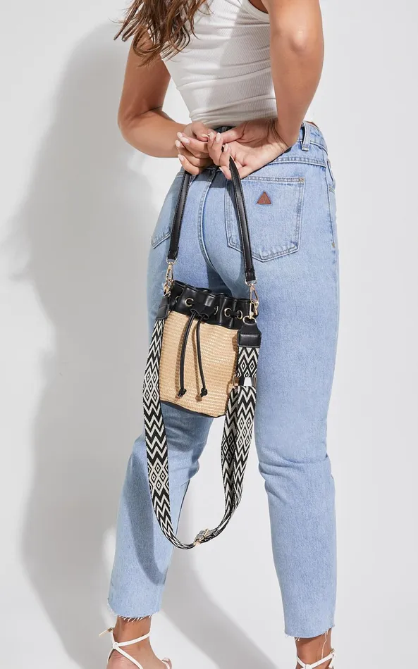 Showpo Barcelona Bag 8211 Woven Contrast Bucket Bag In Natural Women Bags