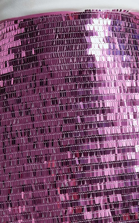 Showpo Barlyn Mini Skirt 8211 High Waisted Aline Flat Sequin Skirt In Orchid Women Skirts
