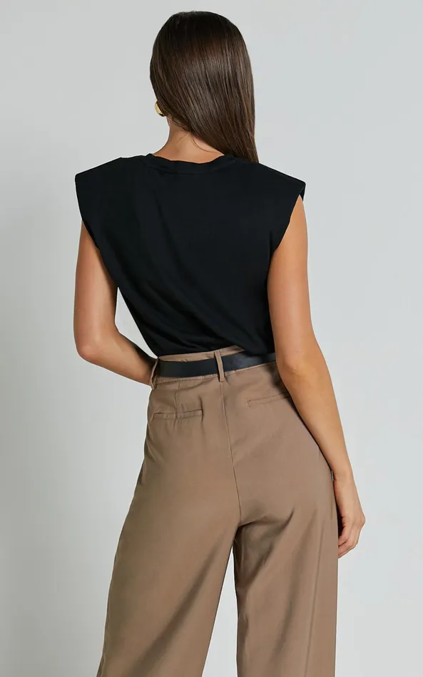 Showpo Baylor Tee 8211 Crew Neck Sleeveless In Black Women Tops
