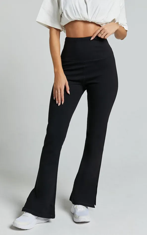 Showpo Beau Pants 8211 High Waisted Split Hem Flare Pants In Black Women Pants