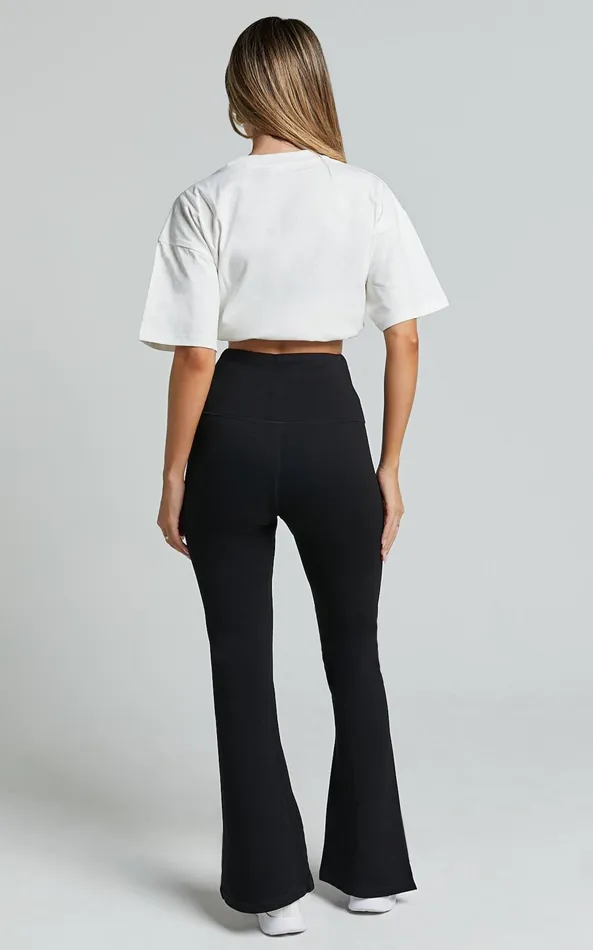 Showpo Beau Pants 8211 High Waisted Split Hem Flare Pants In Black Women Pants