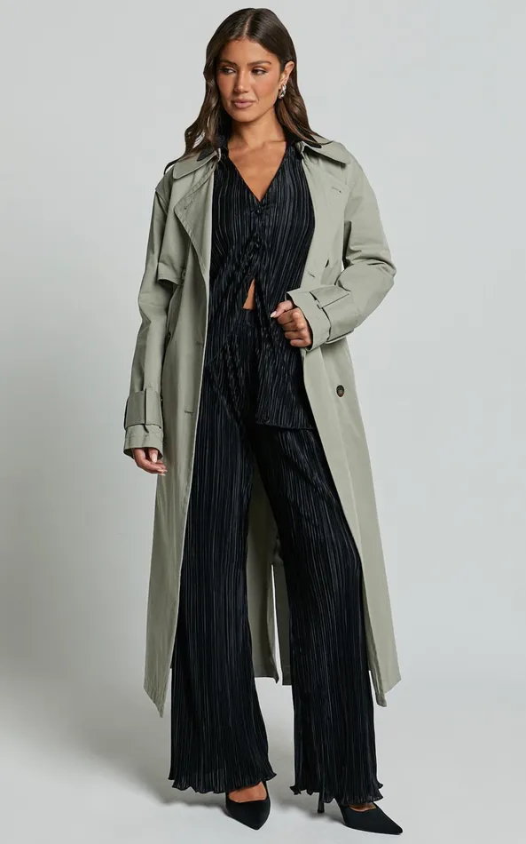 Showpo Beca Pants 8211 High Waisted Plisse Flared Pants In Black Women Curve Clothes