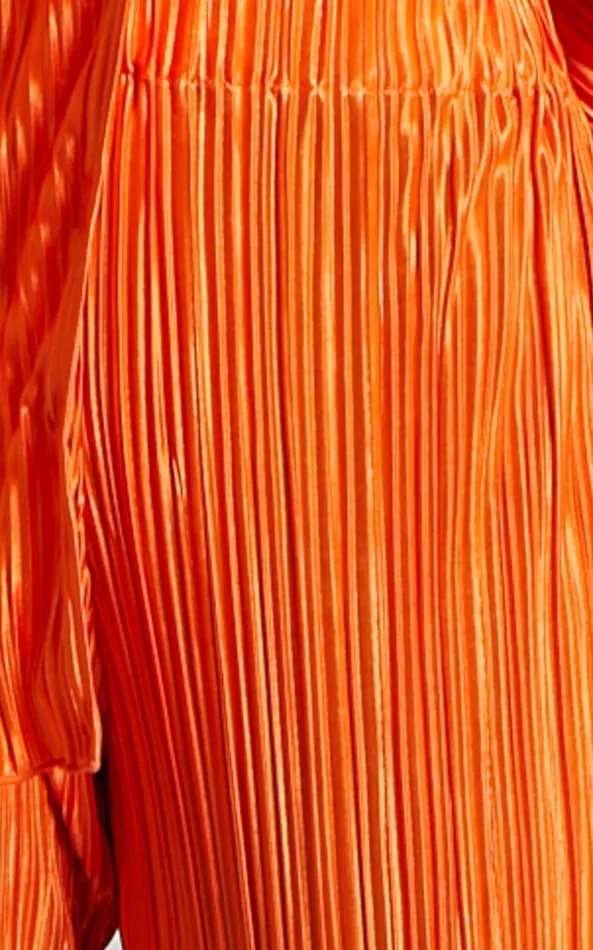 Showpo Beca Pants 8211 High Waisted Plisse Flared Pants In Bright Orange Women Curve Clothes
