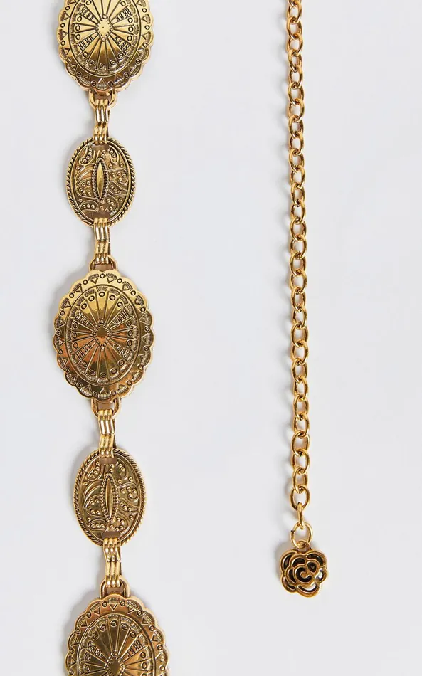 Showpo Bellerose Belt 8211 Gold Circle Detail Chain Belt In Gold Women Belts