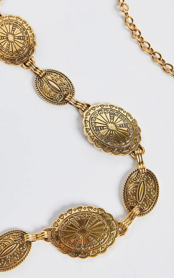 Showpo Bellerose Belt 8211 Gold Circle Detail Chain Belt In Gold Women Belts