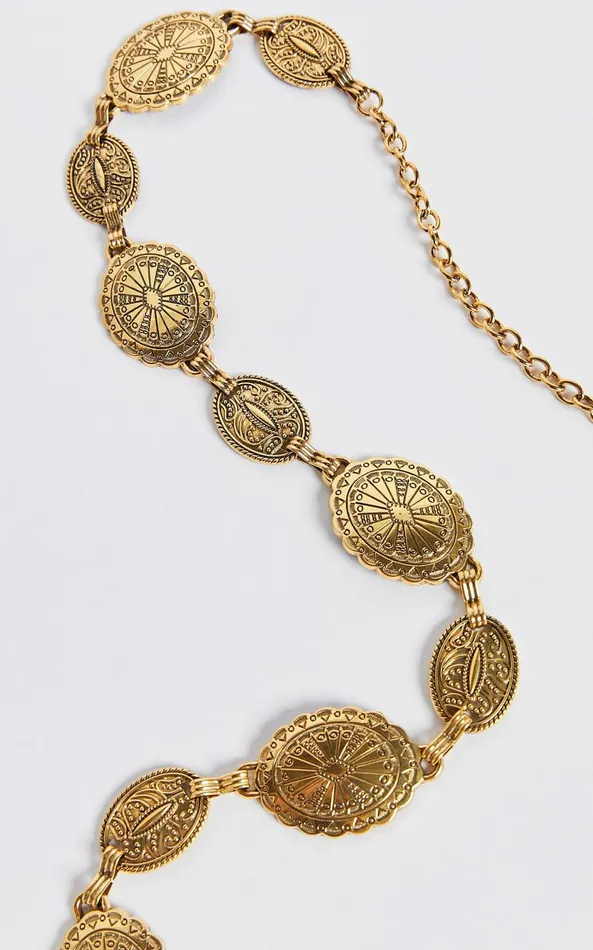 Showpo Bellerose Belt 8211 Gold Circle Detail Chain Belt In Gold Women Belts
