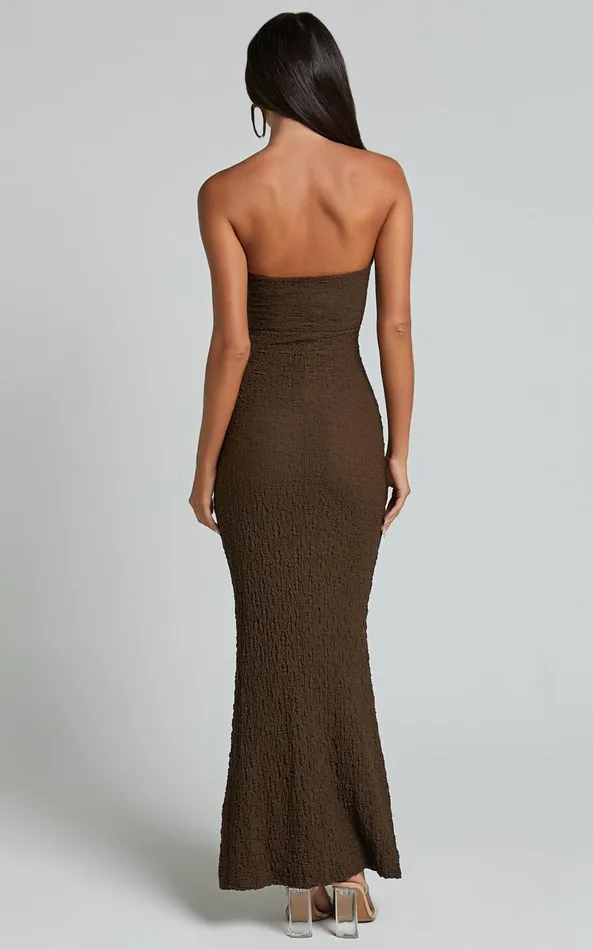 Showpo Berlina Maxi Dress 8211 Strappy Sweetheart Slip Dress In Chocolate Women Dresses