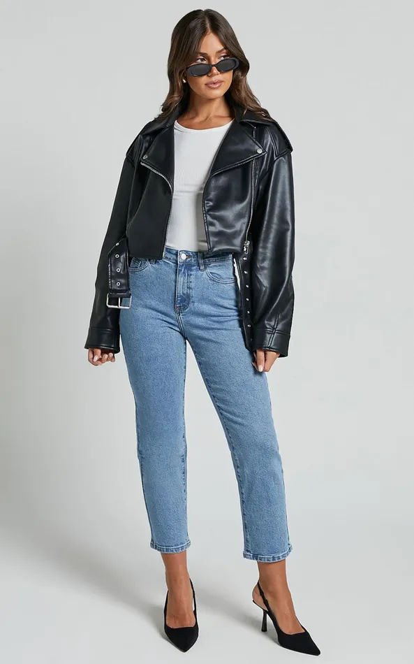 Showpo Bertha Jacket 8211 Faux Leather Biker Jacket In Black Women Jackets and Coats
