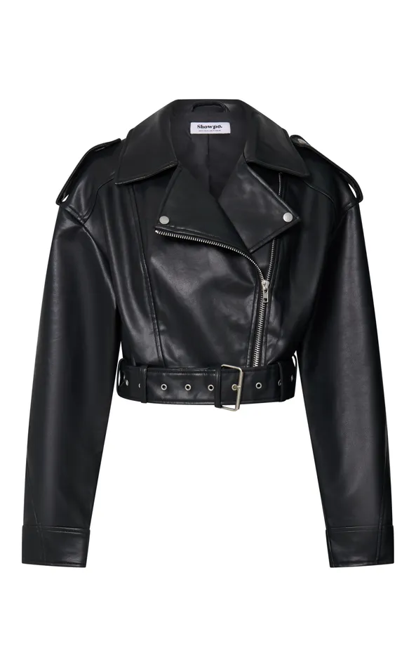Showpo Bertha Jacket 8211 Faux Leather Biker Jacket In Black Women Jackets and Coats