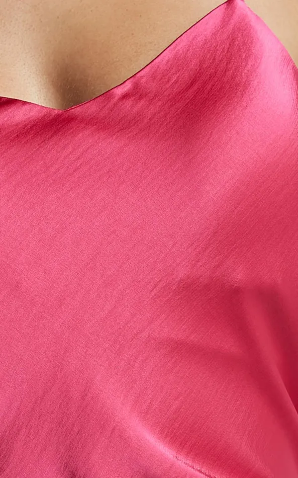 Showpo Beryl Top 8211 Strappy V Neck Satin Cami In Pink Women Tops