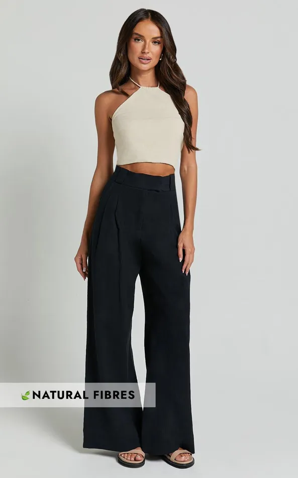 Showpo Bette Pants 8211 High Waisted Wide Leg Pants In Black Women Pants