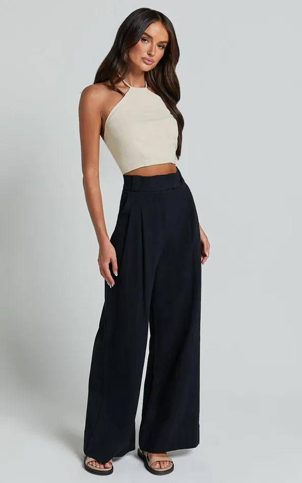 Showpo Bette Pants 8211 High Waisted Wide Leg Pants In Black Women Pants