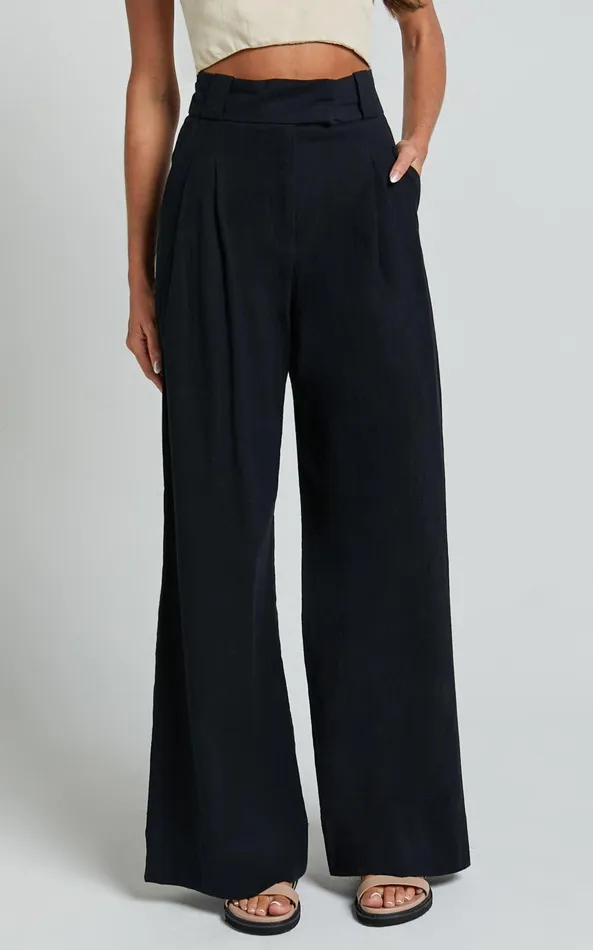 Showpo Bette Pants 8211 High Waisted Wide Leg Pants In Black Women Pants