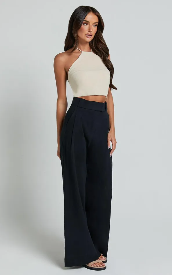 Showpo Bette Pants 8211 High Waisted Wide Leg Pants In Black Women Pants