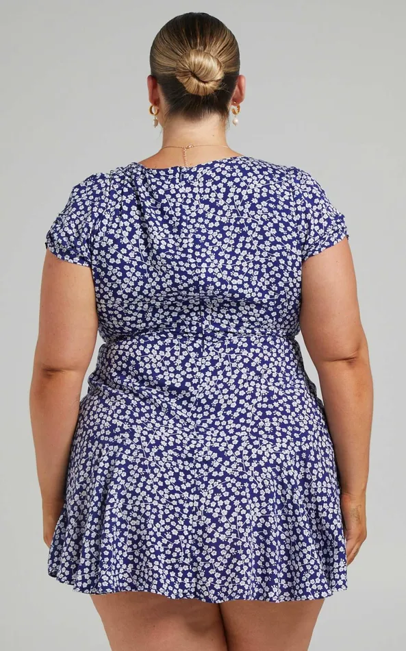 Showpo Bettina Mini Dress 8211 Short Sleeve Dress In Navy Women Curve Clothes