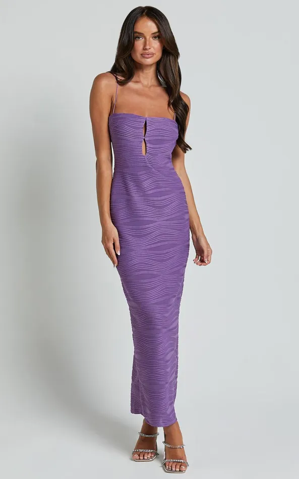 Showpo Beverly Midi Dress 8211 Textured Cut Out Dress In Purple Women Dresses Showpo Beverly Midi Dress 8211 Textured Cut Out Dress In Purple Women Dresses