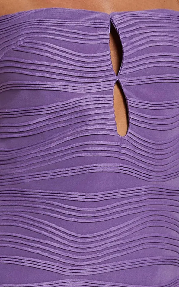 Showpo Beverly Midi Dress 8211 Textured Cut Out Dress In Purple Women Dresses