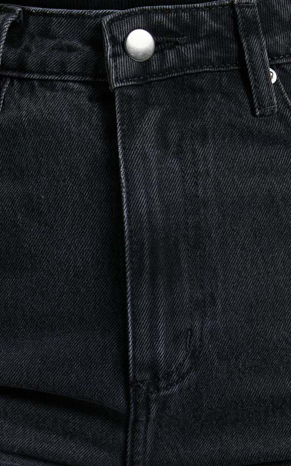 Showpo Billie Jeans 8211 High Waisted Cotton Distressed Mom Denim Jeans In Black Wash Women Curve Clothes